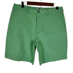 Mack Weldon Maverick Tech Chino Shorts Mens 32 Wild Ivy Green Stretch 7.25" Inse